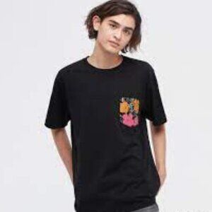 Uniqlo UT Andy Warhol Black Floral Pocket T Shirt Sz XS